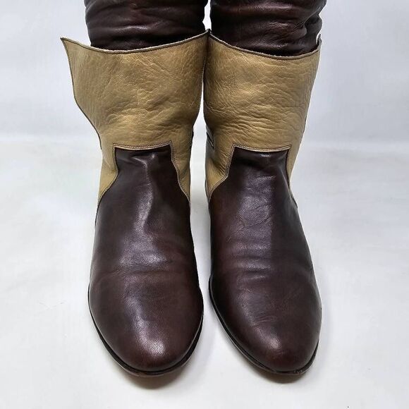 EL VAQUERO BROWN TAN LEATHER WESTERN KNEE HIGH BOOTS 15" WOMENS US 6 EU 36 - Picture 3 of 12